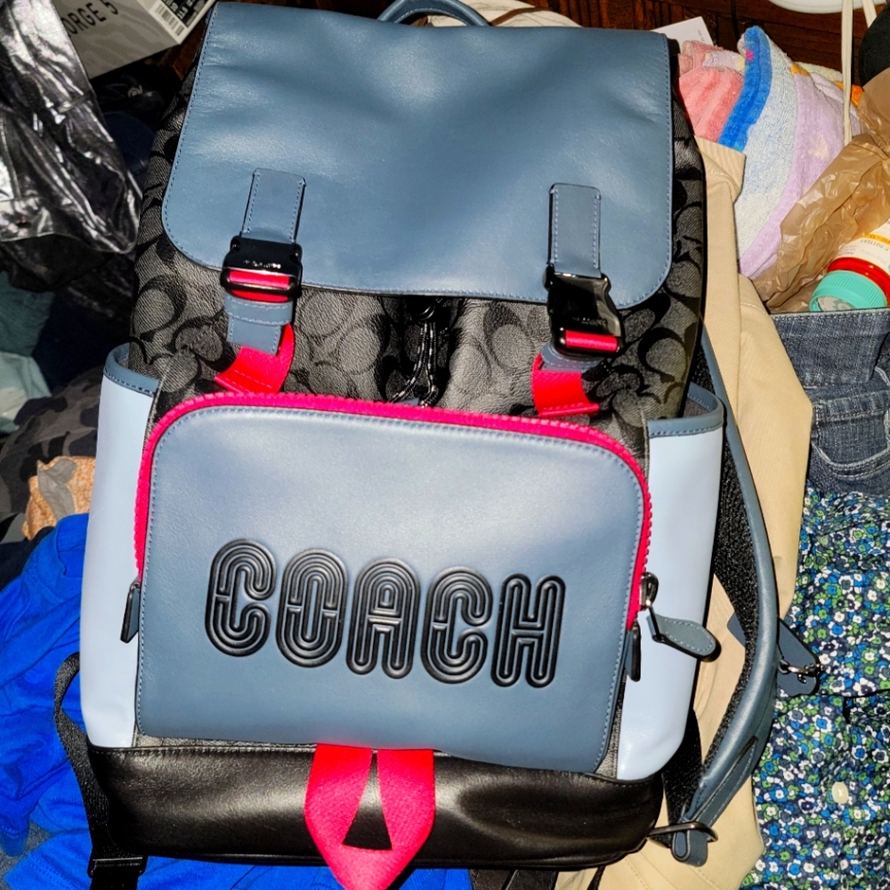 NWT Coach Track Backpack In Colorblock Signature Canvas With Coach c8130